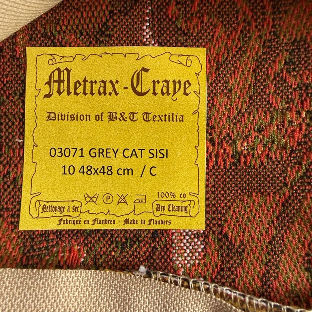 Metrax Craye Cat Tapestry Pillow Cover Grey Cat Sisi 48cm Belgian Novelt